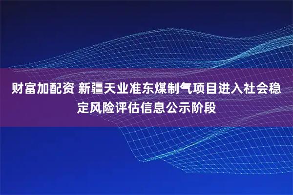财富加配资 新疆天业准东煤制气项目进入社会稳定风险评估信息公示阶段